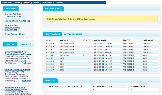 Fulfillment Control Panel