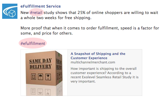 eFulfillment Service Hashtags
