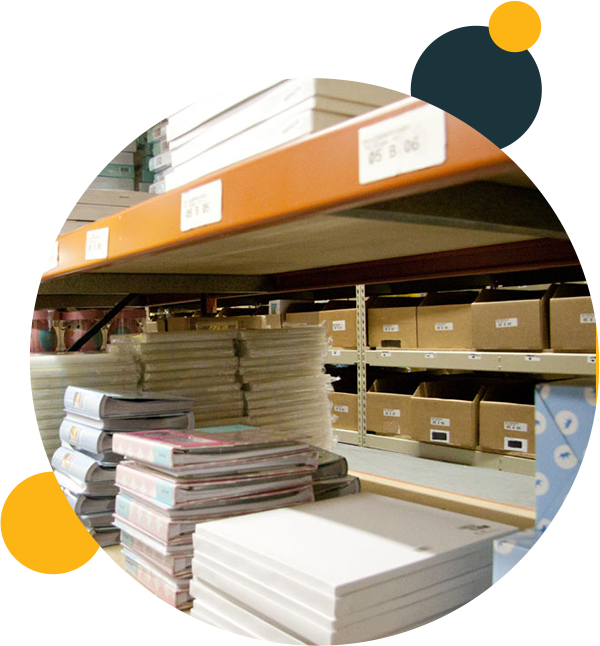 ecomm order list Stacked papers on a shelf, ready to be shipped