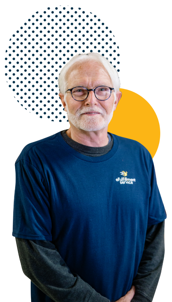 Efulfillment Service Employee Older Man Smiling With Big Dots