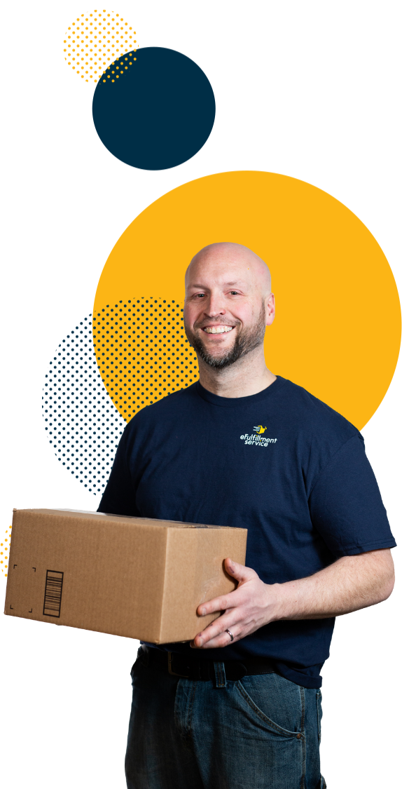 eFulfillment Service Employee Cutout With Box and dots