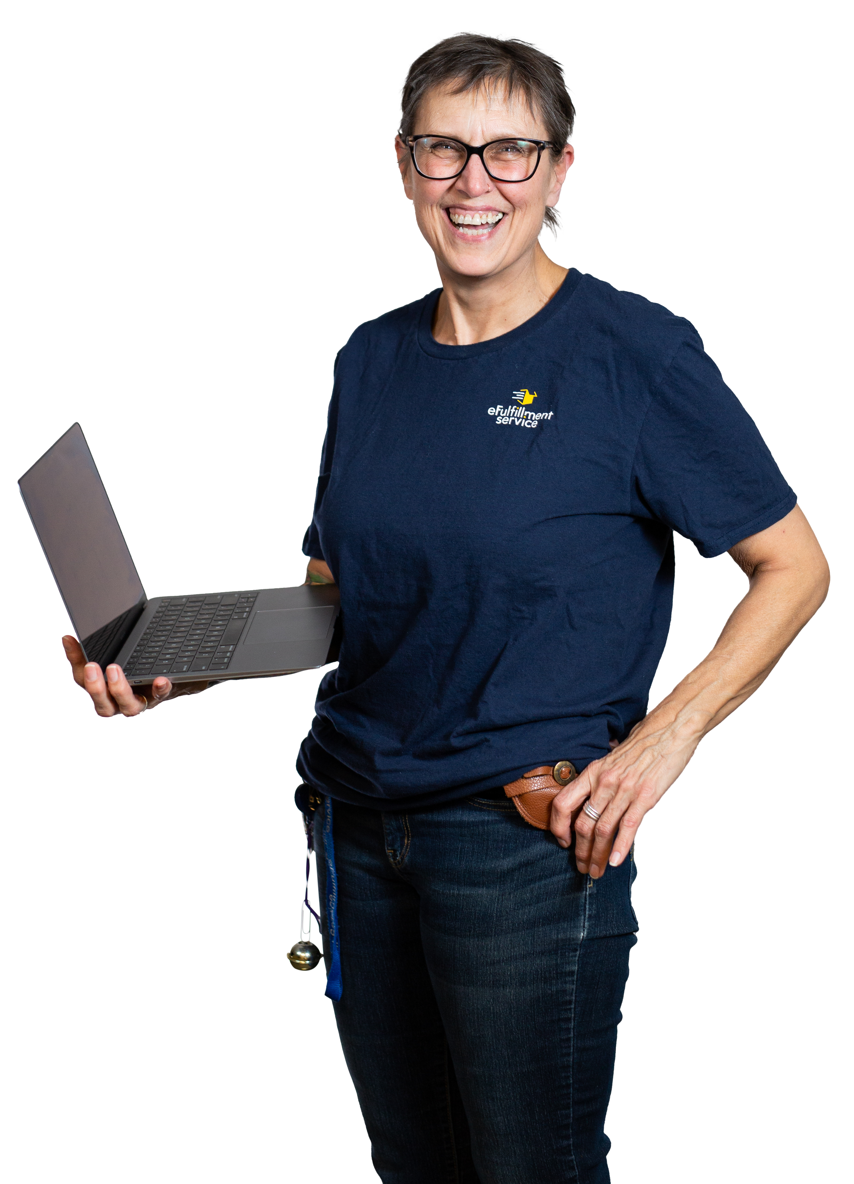 eFulfillment Service Smiling Female Employee with laptop