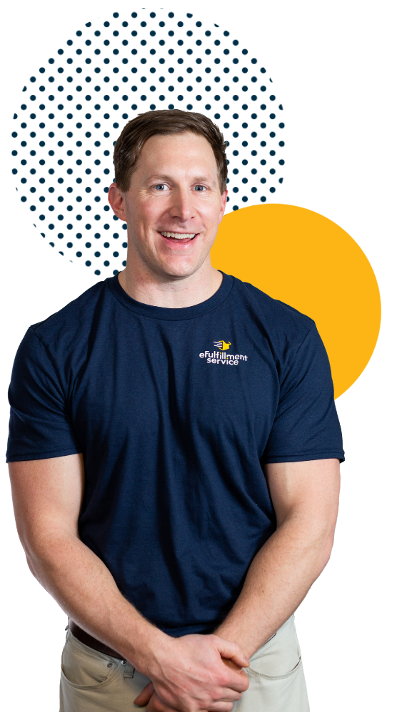 eFulfillment Service Male Employee Crossed Hands With Dots