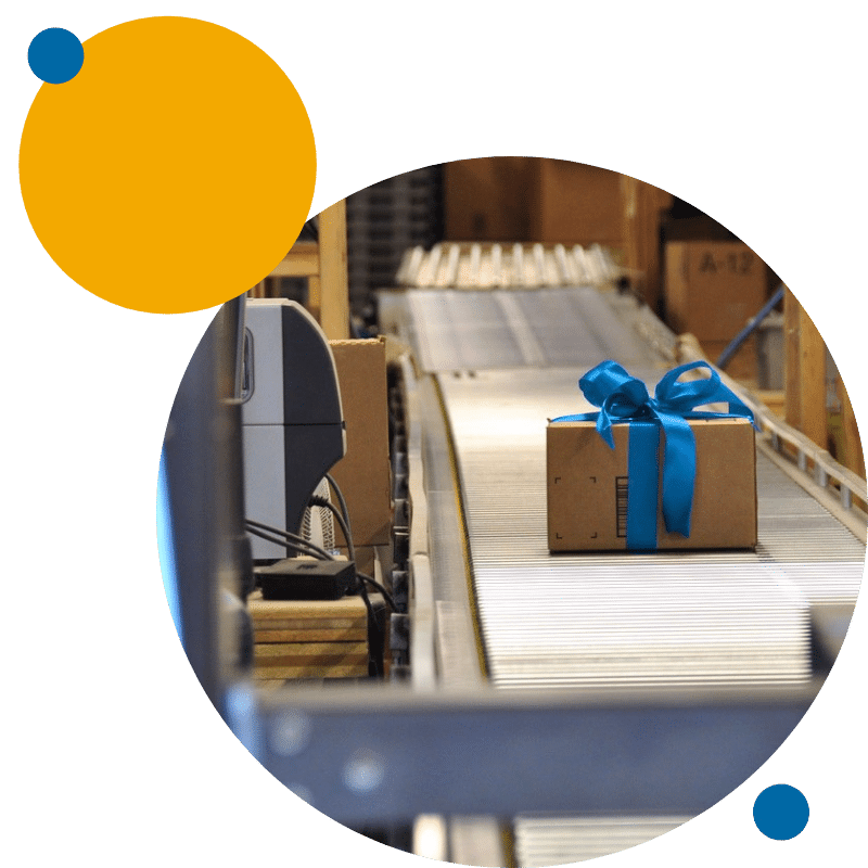 eFulfillment Service warehouse photo with dots upper left