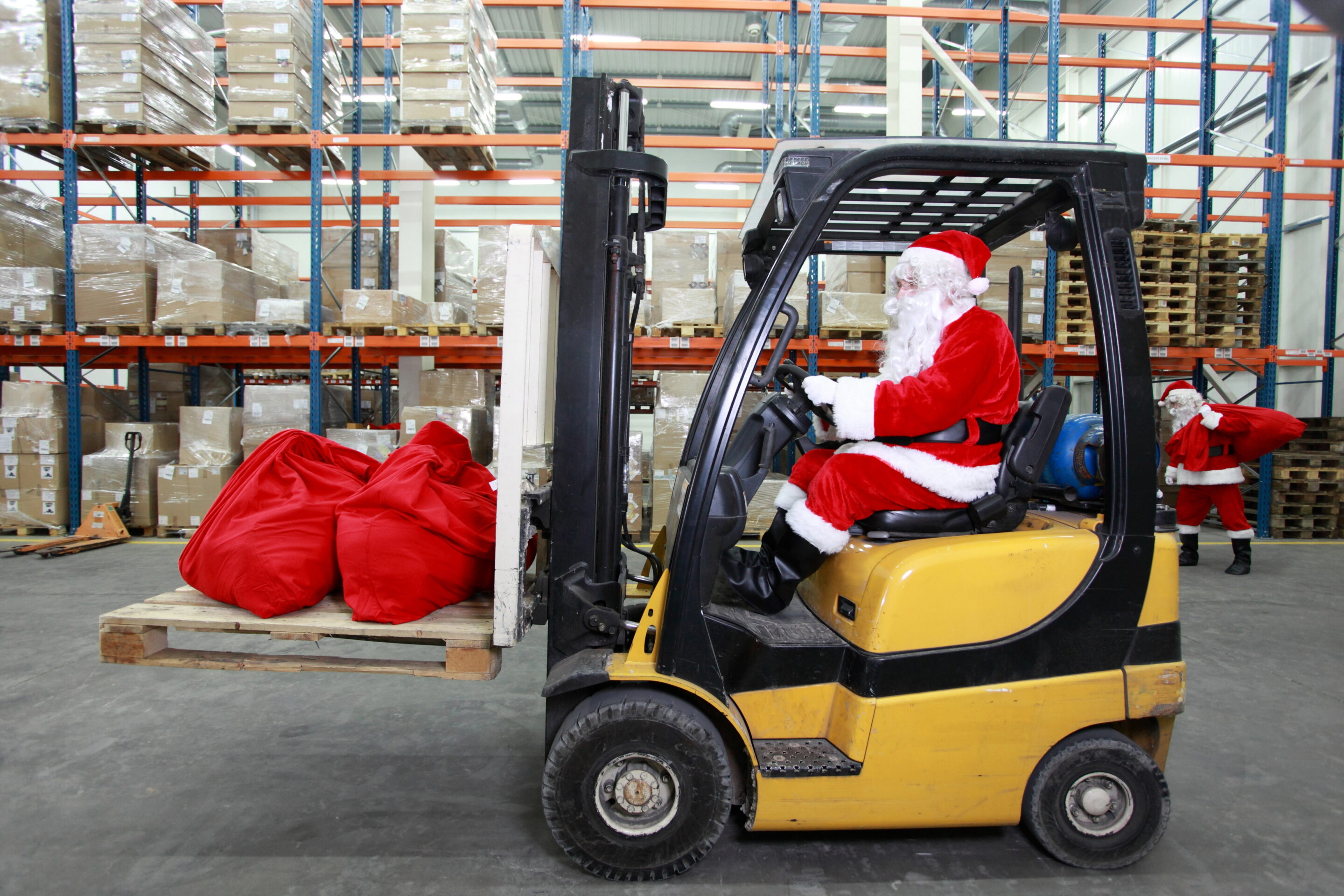 Rush hours in storehouse before Christmas time