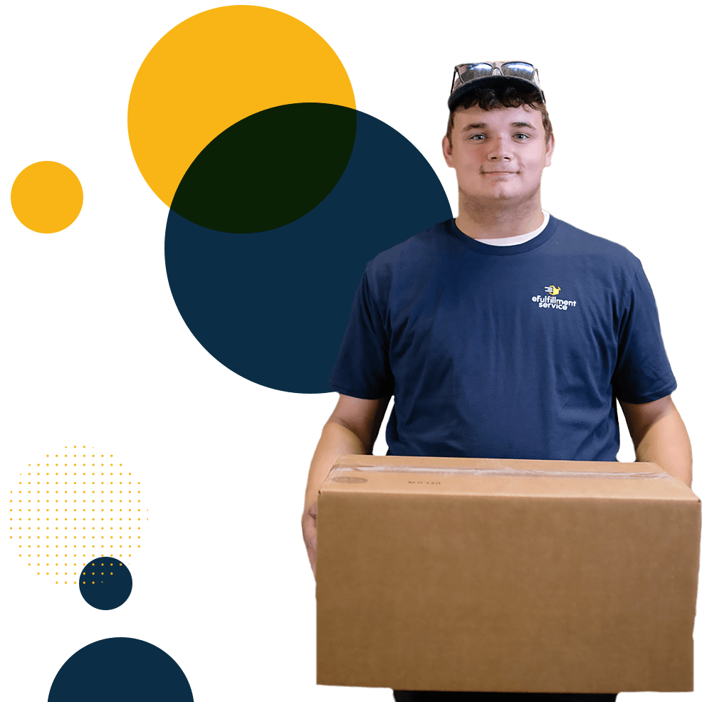 eFulfillment Service Employee Kneeling With Bin On Floor