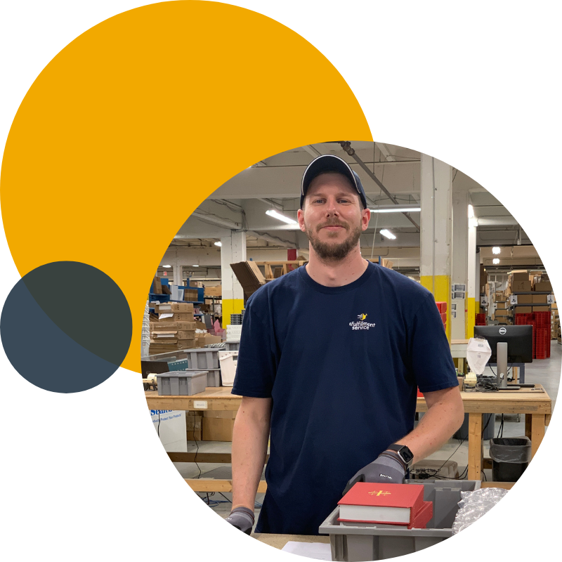 Book fulfillment services Efulfillment Service Close Up of Reaching For Boxes With Dots