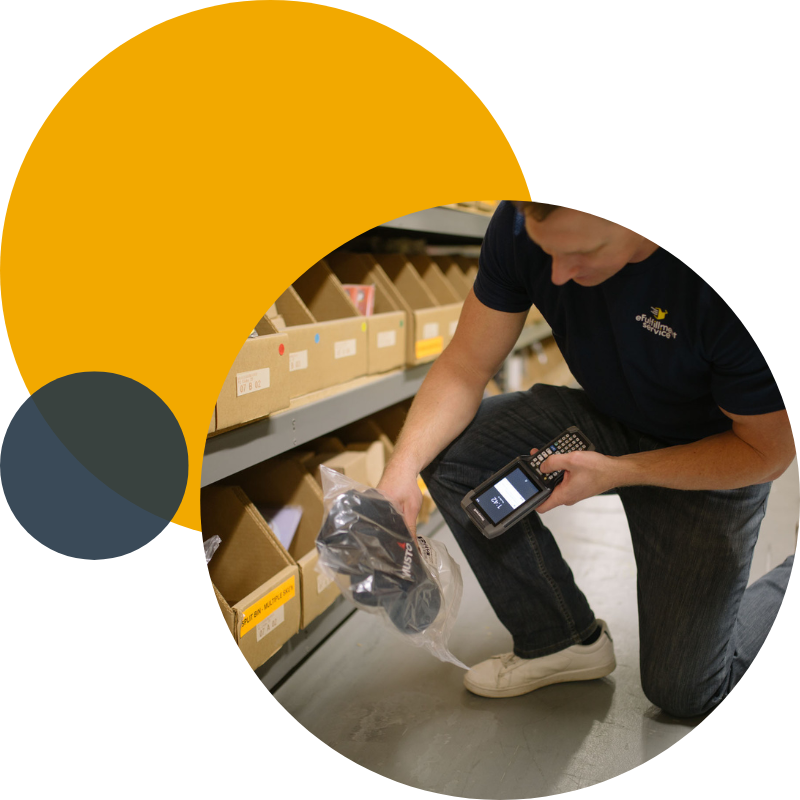 pick pack fulfillment services Efulfillment Service Close Up of Reaching For Boxes With Dots