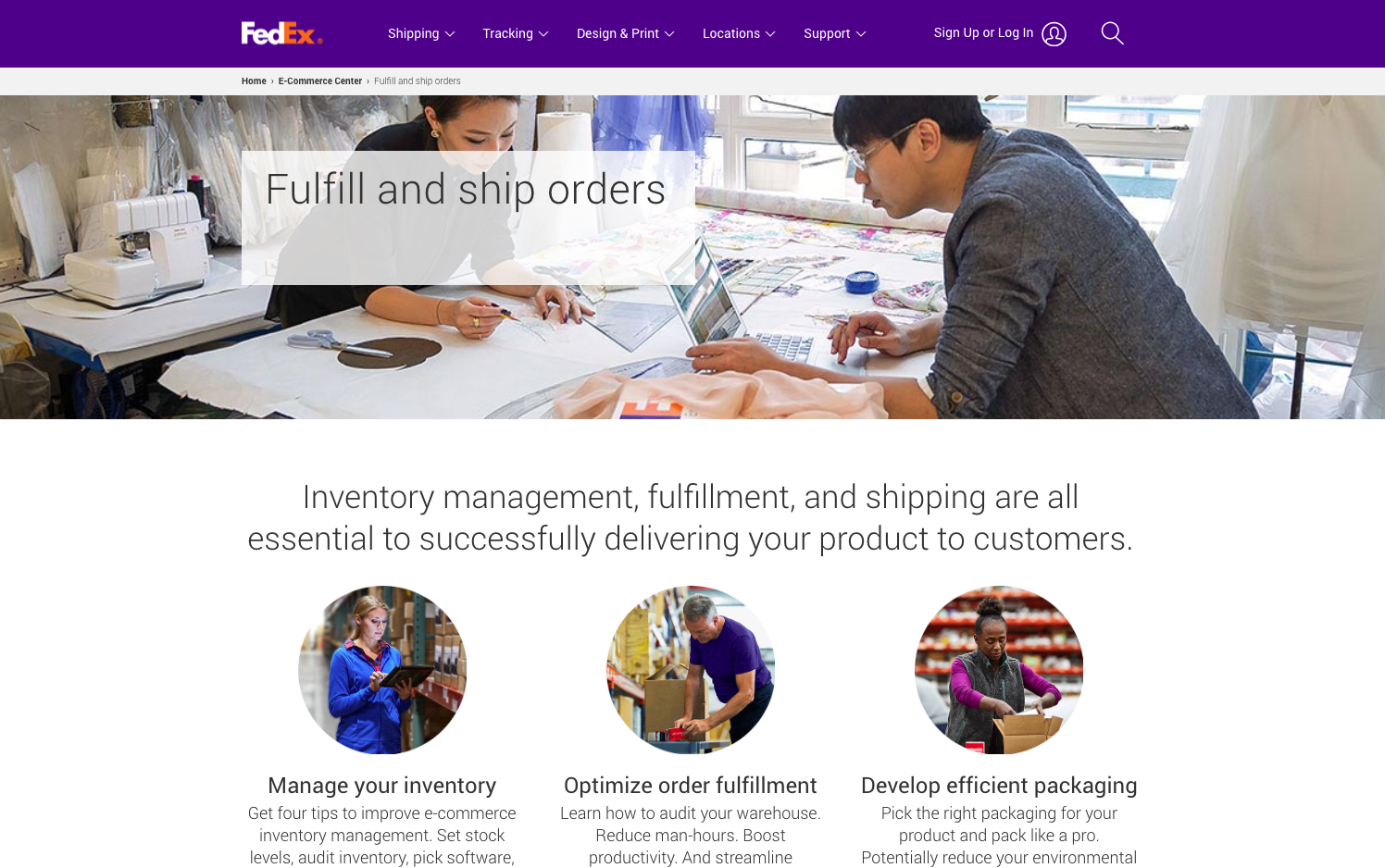 FedEx Fulfillment homepage