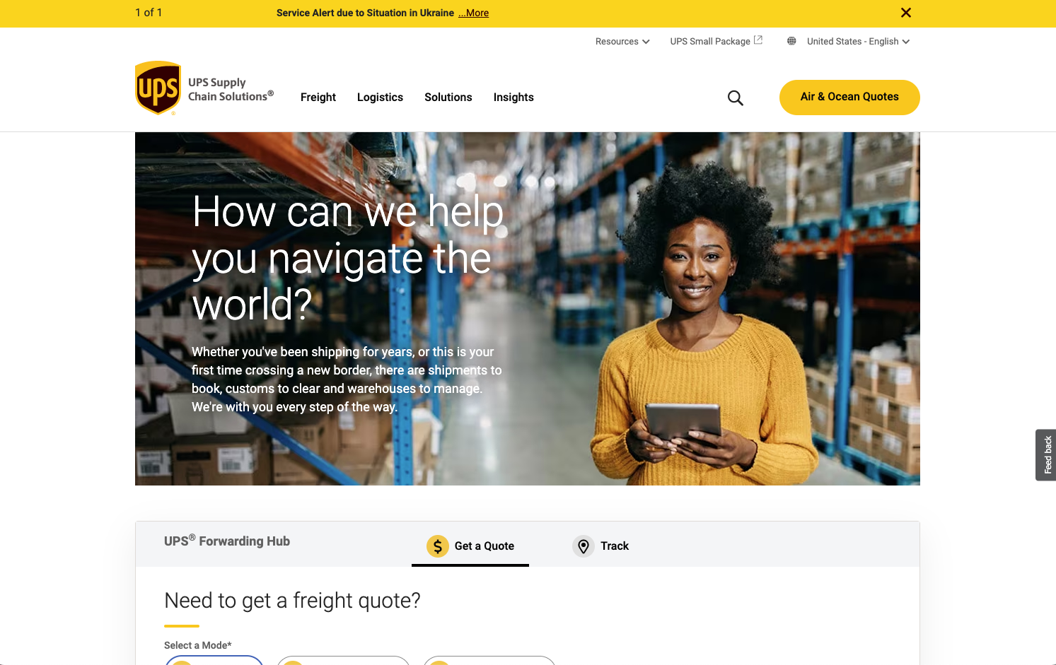 UPS fulfillment homepage