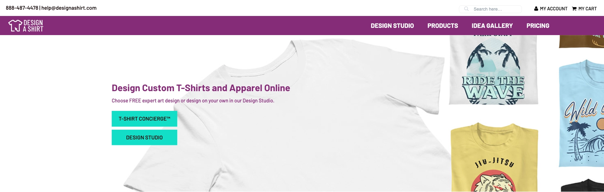 image of the DesignAShirt homepage