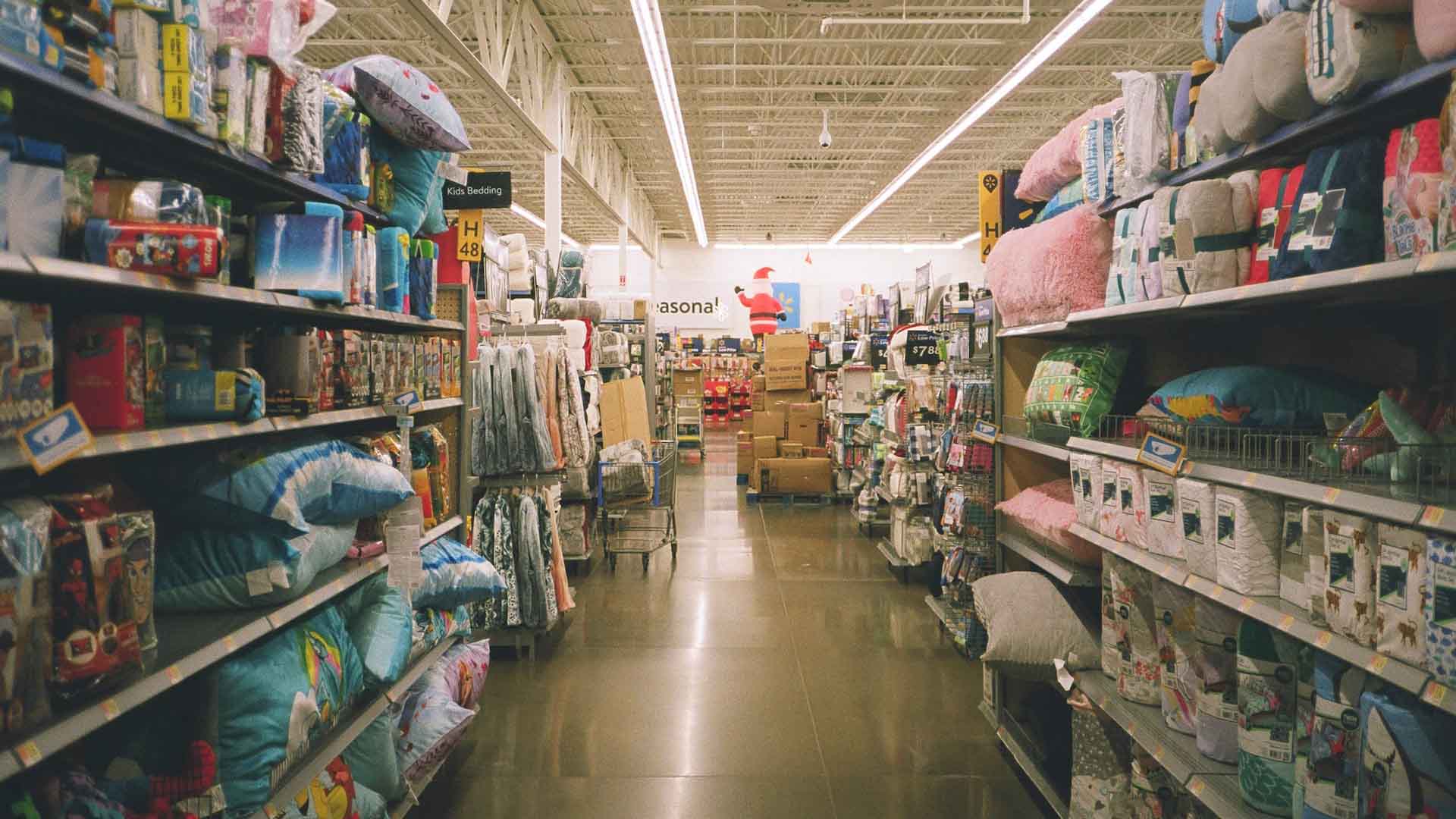 aisle in Walmart store