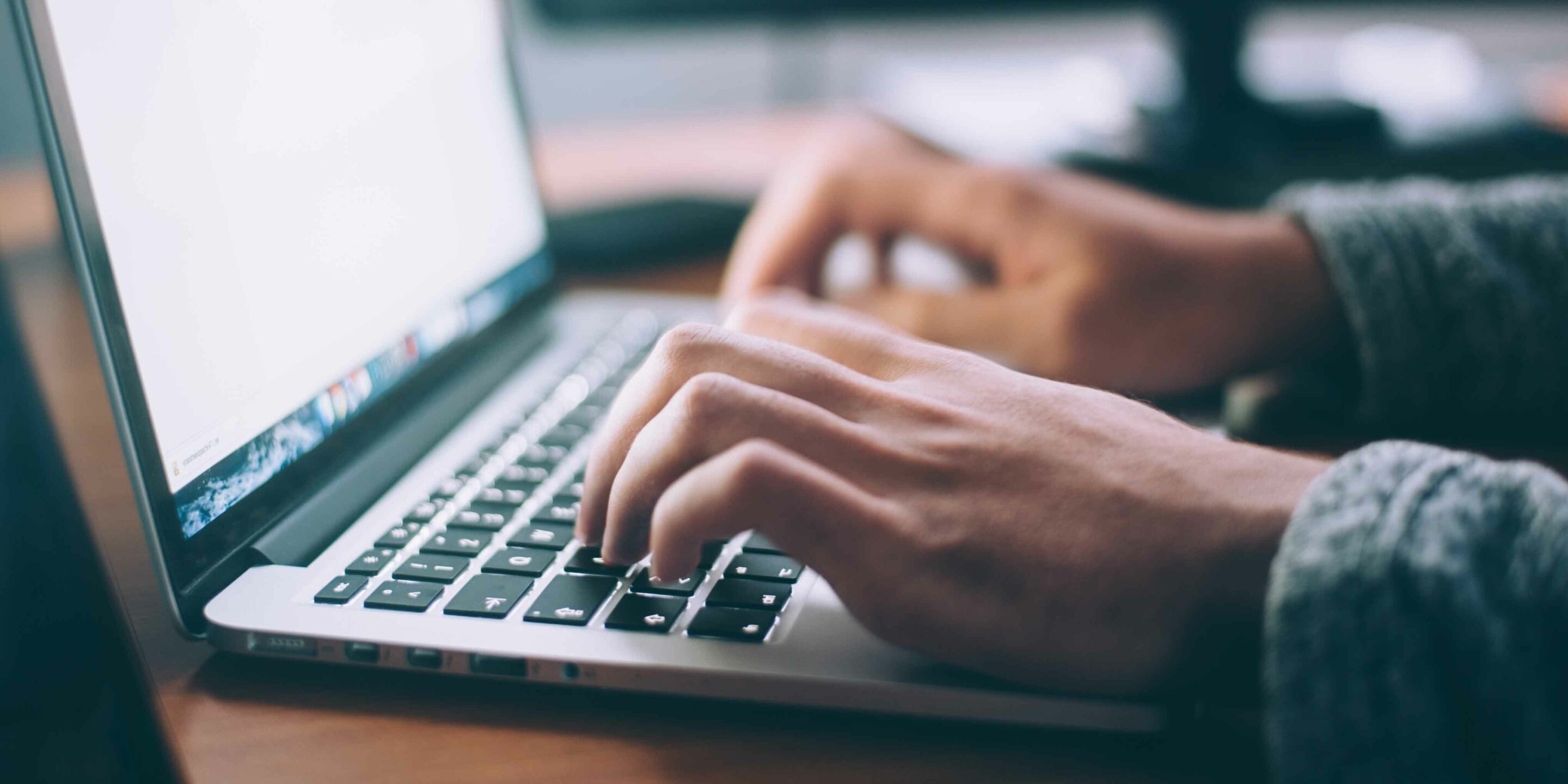 typing on a computer screen