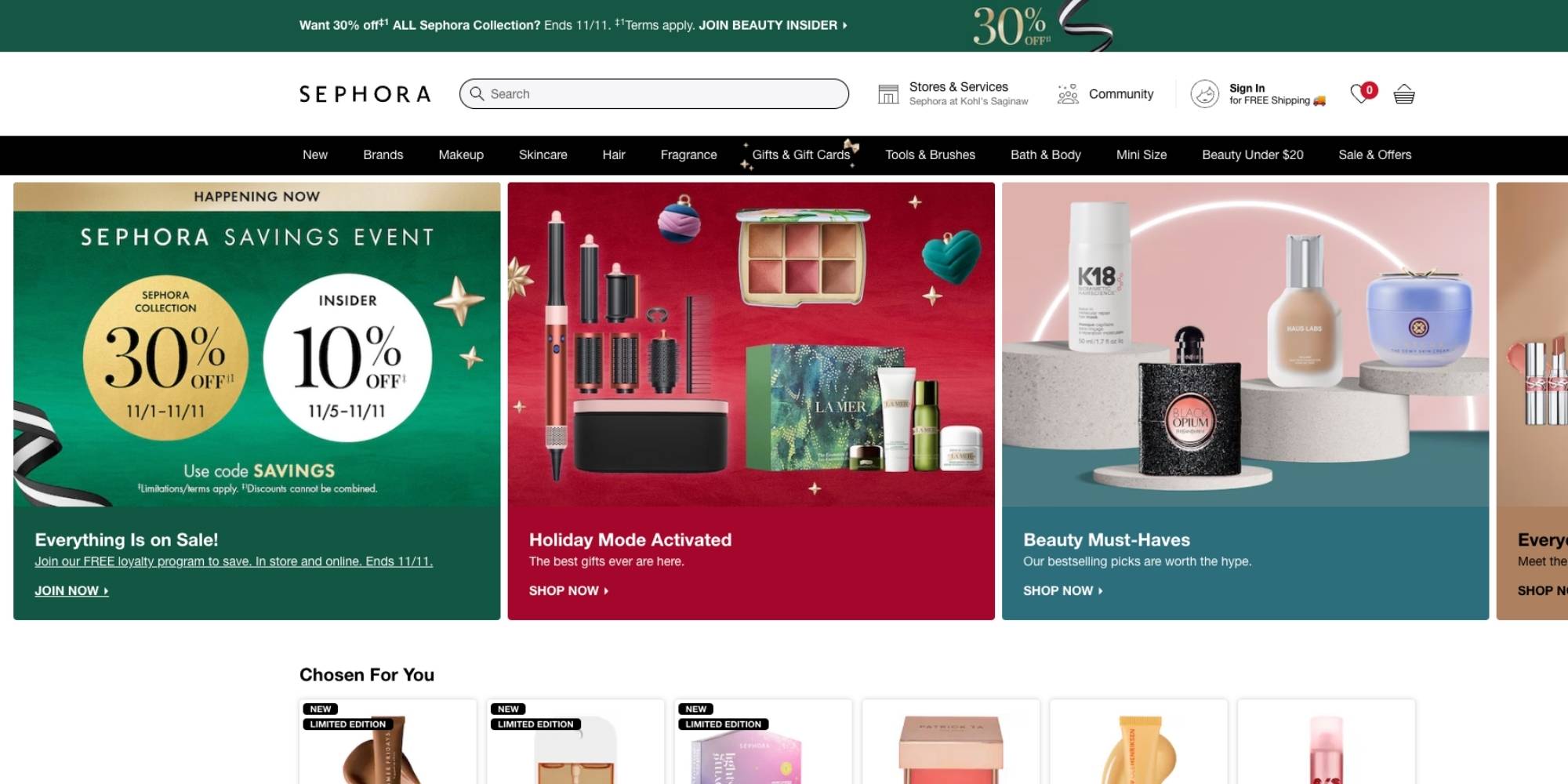 sephora homepage