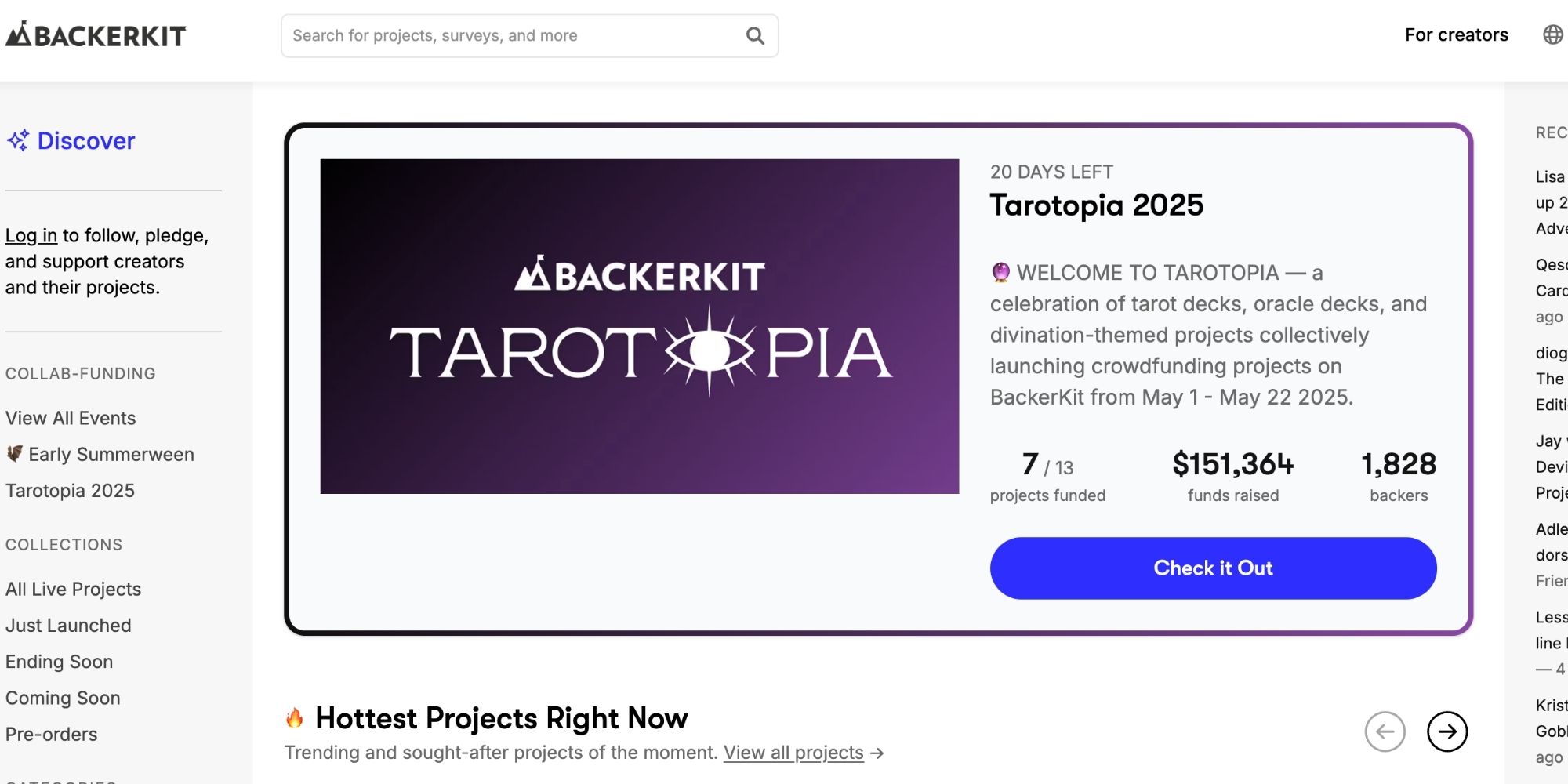 backer kit home page