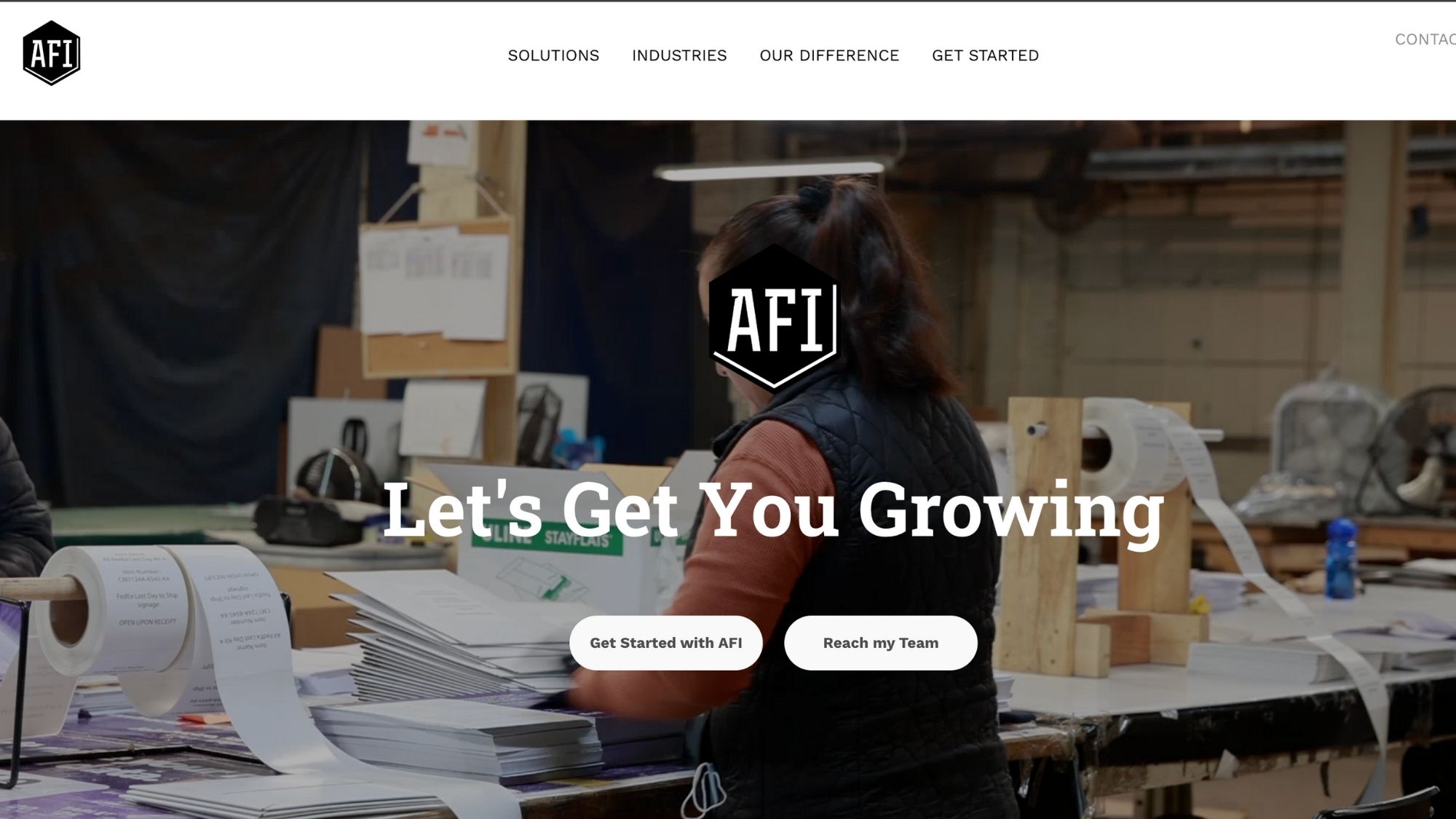 AFI homepage photo of skincare items kitted into a package