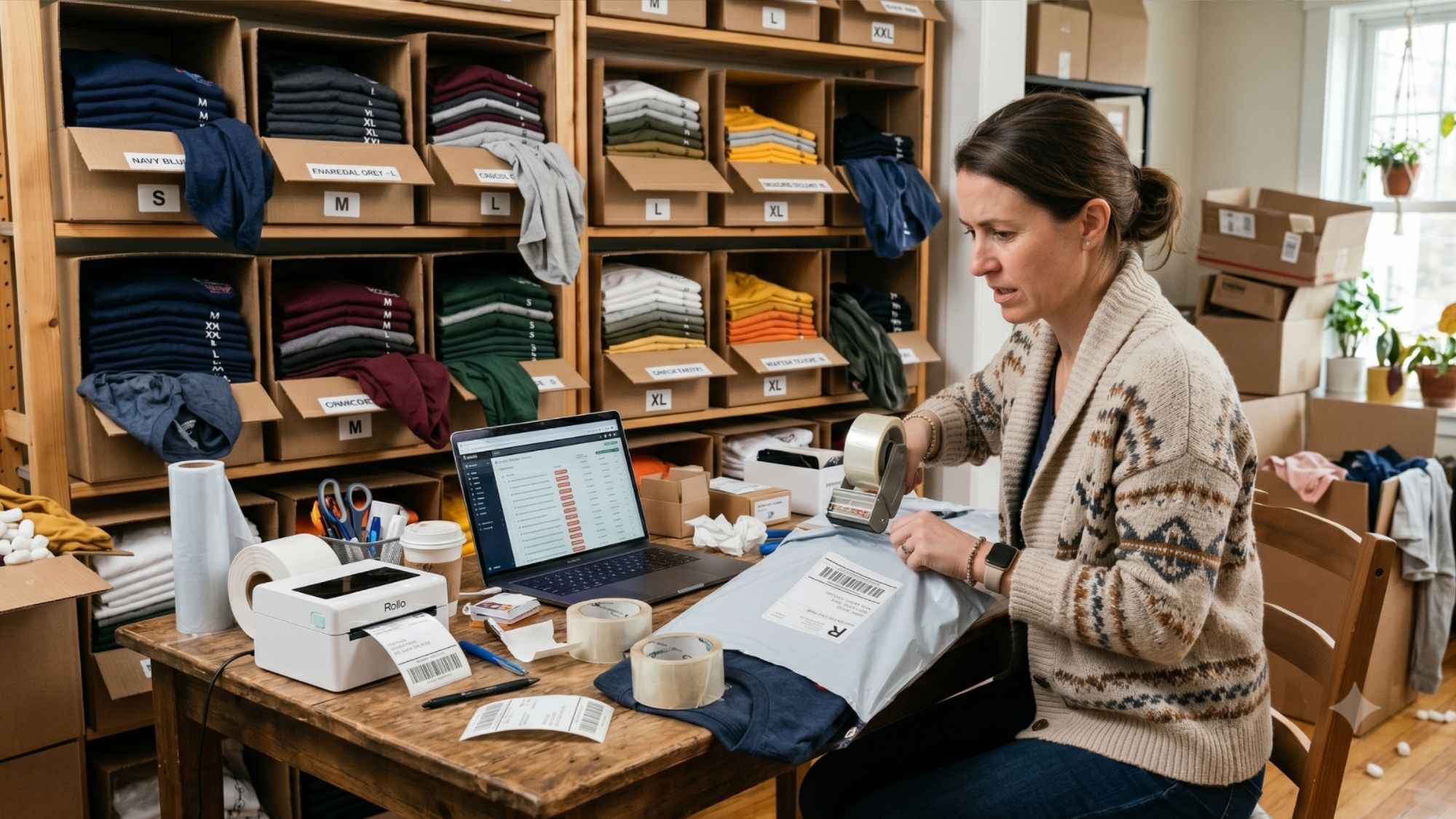 photo of person labeling a box on a desk