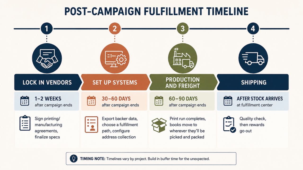Infographic of Kickstarter Post Campaign Fulfillment Timeline